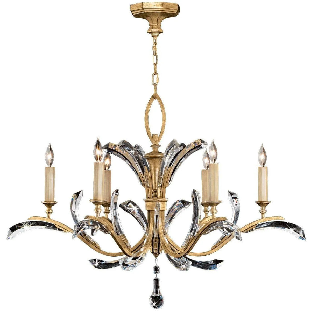 Fine Art Handcrafted Lighting - Beveled Arcs 42-Inch Six Light Chandelier - 761240ST | Montreal Lighting & Hardware