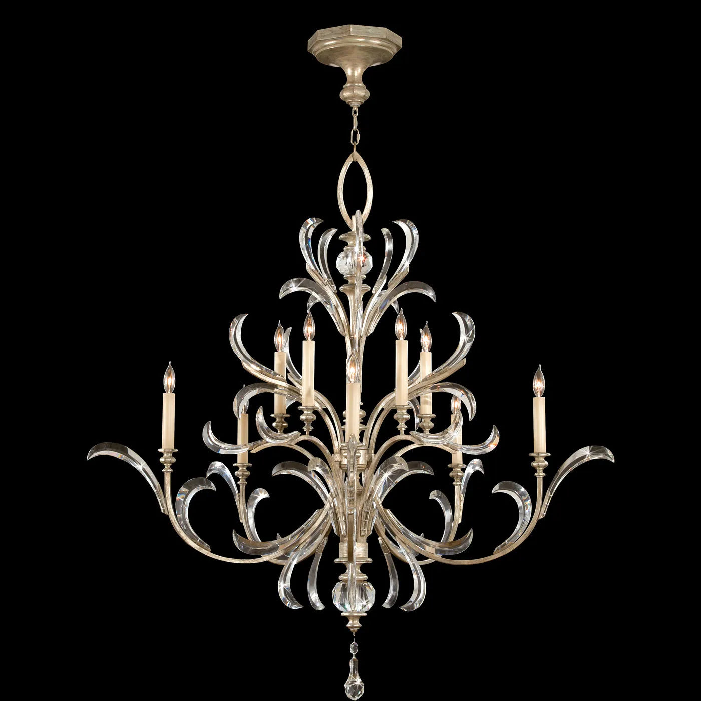 Fine Art Handcrafted Lighting - Beveled Arcs 56-Inch Ten Light Chandelier - 701340-SF3 | Montreal Lighting & Hardware