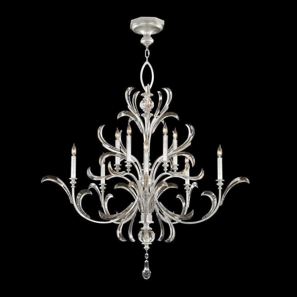 Fine Art Handcrafted Lighting - Beveled Arcs 56-Inch Ten Light Chandelier - 701340-SF4 | Montreal Lighting & Hardware