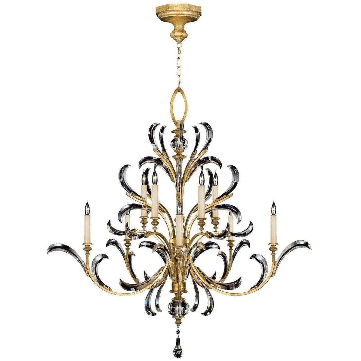 Fine Art Handcrafted Lighting - Beveled Arcs 56-Inch Ten Light Chandelier - 760640ST | Montreal Lighting & Hardware