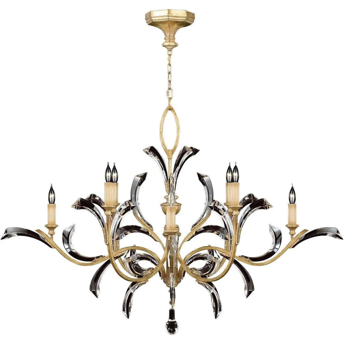 Fine Art Handcrafted Lighting - Beveled Arcs 57-Inch Eight Light Chandelier - 761640ST | Montreal Lighting & Hardware