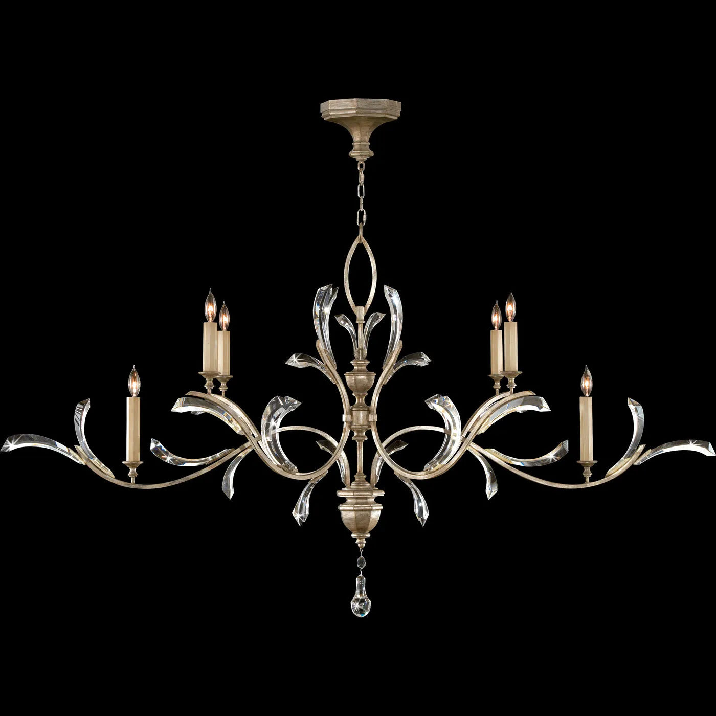 Fine Art Handcrafted Lighting - Beveled Arcs 74-Inch Six Light Chandelier - 700840-SF3 | Montreal Lighting & Hardware