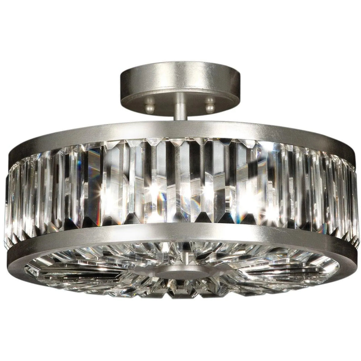 Fine Art Handcrafted Lighting - Crystal Enchantment 16-Inch Three Light Semi-Flush Mount - 815740ST | Montreal Lighting & Hardware