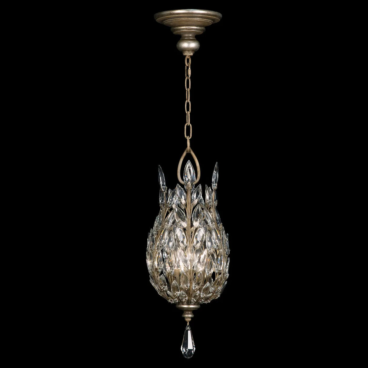 Fine Art Handcrafted Lighting - Crystal Laurel 11-Inch Three Light Lantern - 804640-2ST | Montreal Lighting & Hardware