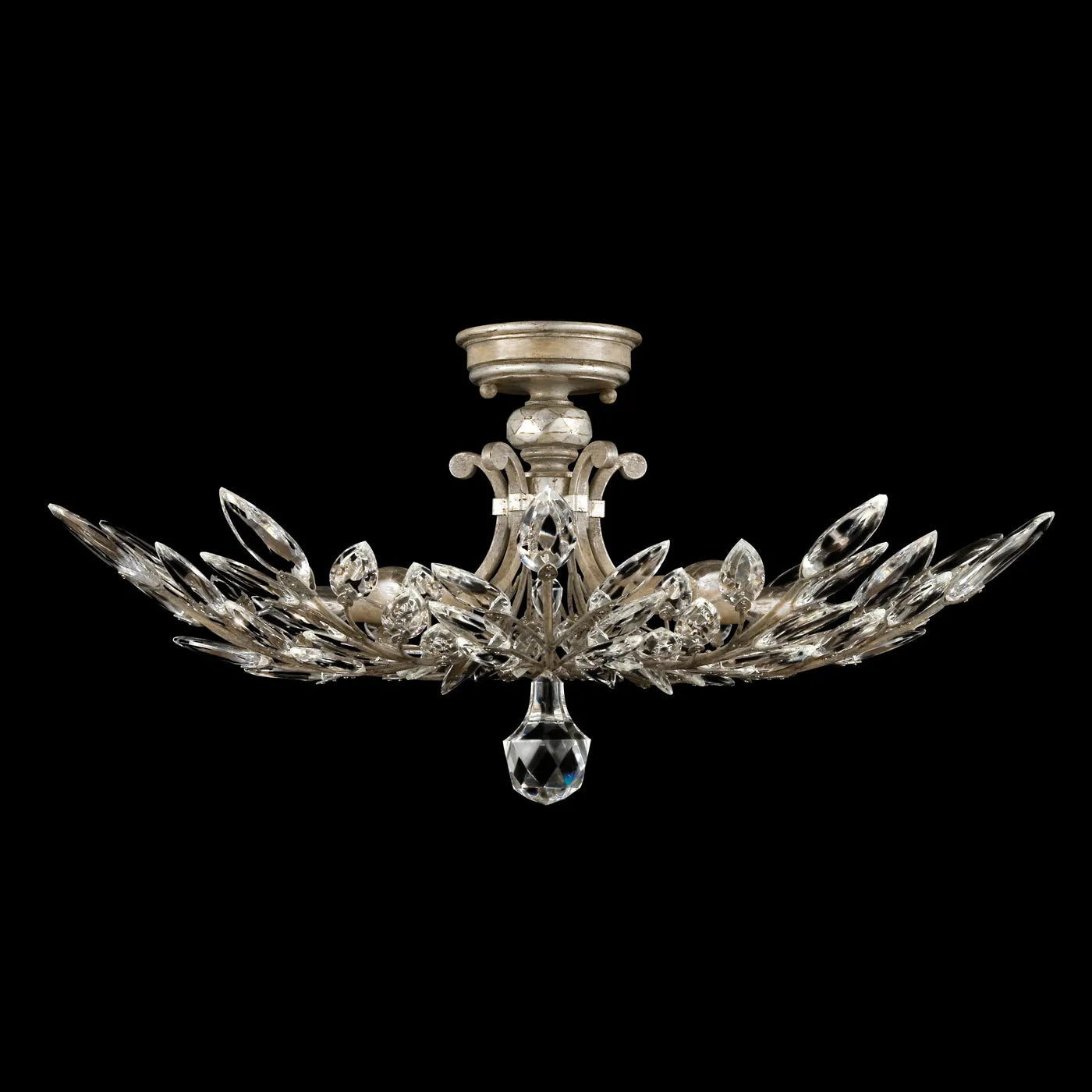 Fine Art Handcrafted Lighting - Crystal Laurel 28-Inch Five Light Semi-Flush Mount - 753440-SF3 | Montreal Lighting & Hardware