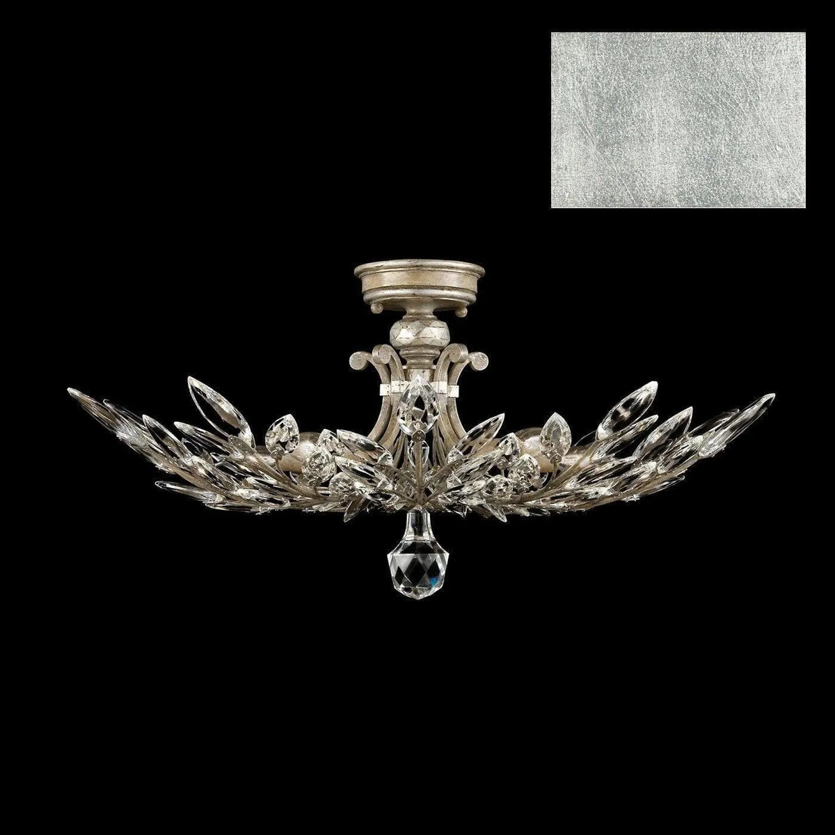 Fine Art Handcrafted Lighting - Crystal Laurel 28-Inch Five Light Semi-Flush Mount - 753440-SF4 | Montreal Lighting & Hardware