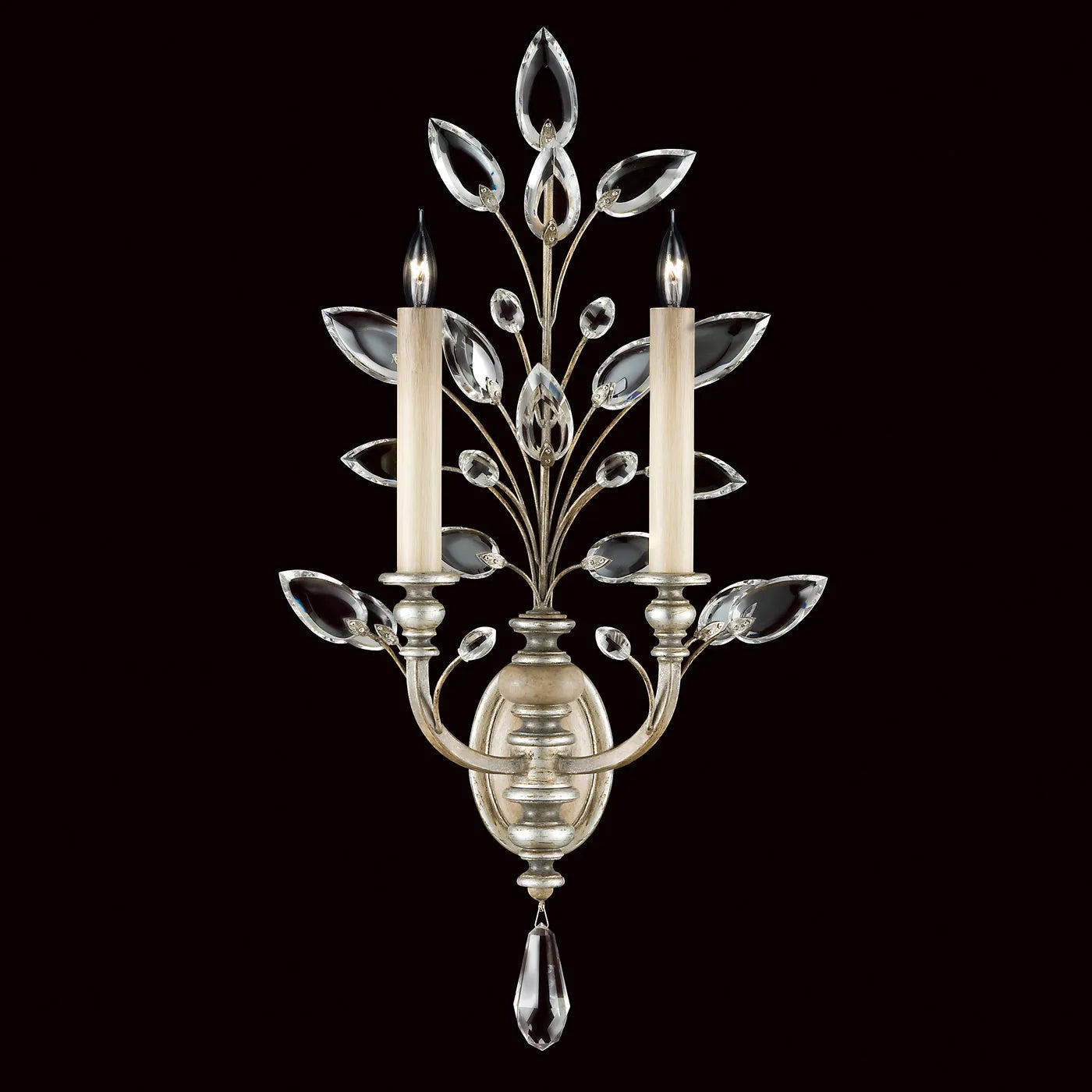 Fine Art Handcrafted Lighting - Crystal Laurel 28-Inch Two Light Wall Sconce - 759750-SF3 | Montreal Lighting & Hardware