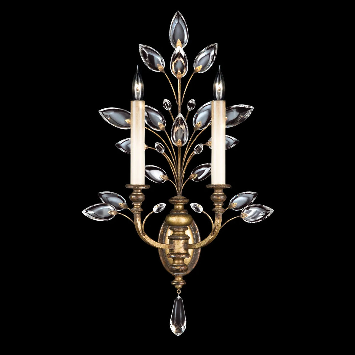 Fine Art Handcrafted Lighting - Crystal Laurel 28-Inch Two Light Wall Sconce - 759750-SF3 | Montreal Lighting & Hardware