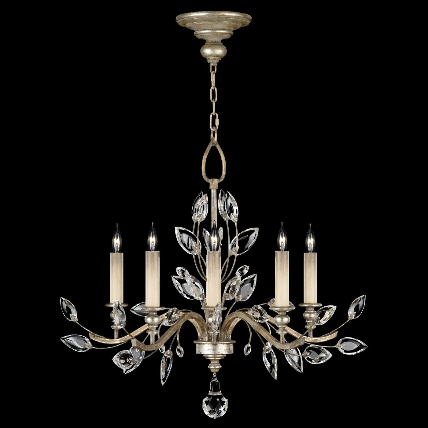 Fine Art Handcrafted Lighting - Crystal Laurel 32-Inch Five Light Chandelier - 753040-SF3 | Montreal Lighting & Hardware