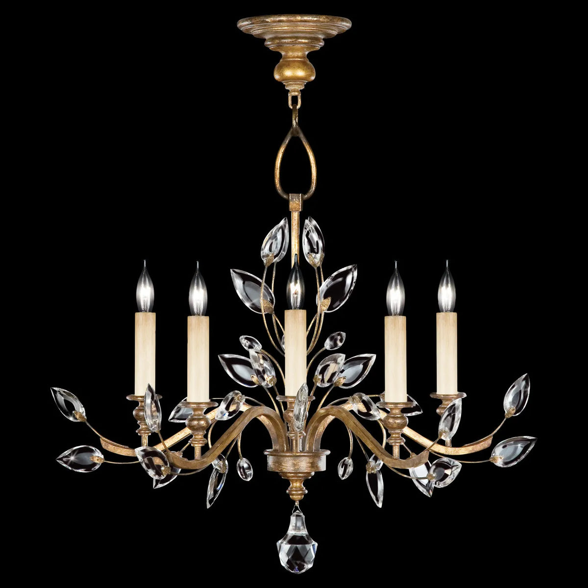 Fine Art Handcrafted Lighting - Crystal Laurel 32-Inch Five Light Chandelier - 753040-SF3 | Montreal Lighting & Hardware