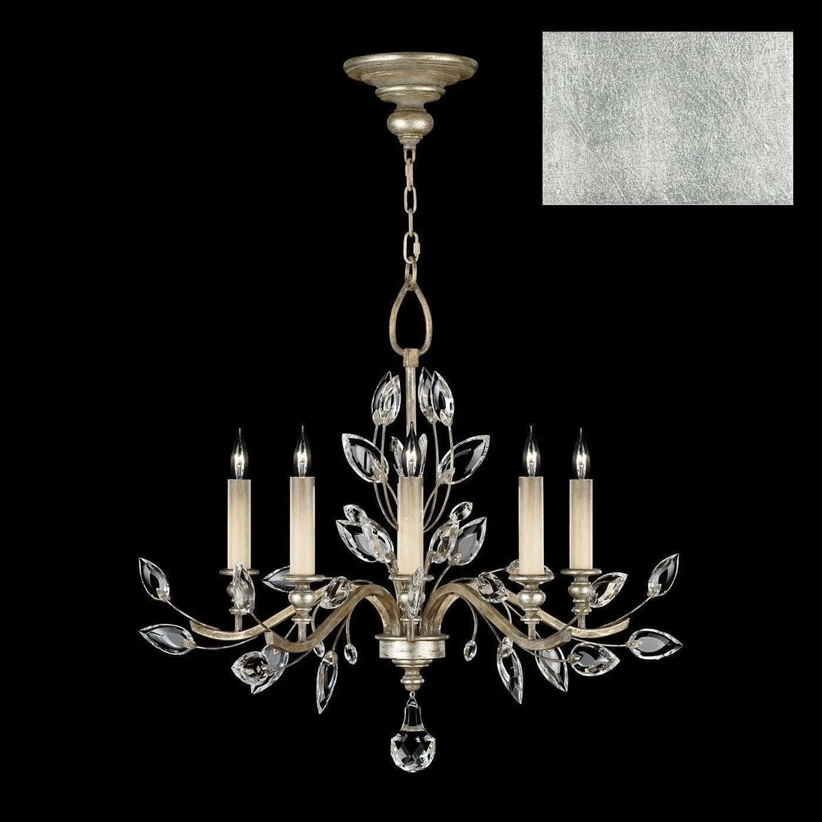 Fine Art Handcrafted Lighting - Crystal Laurel 32-Inch Five Light Chandelier - 753040-SF4 | Montreal Lighting & Hardware