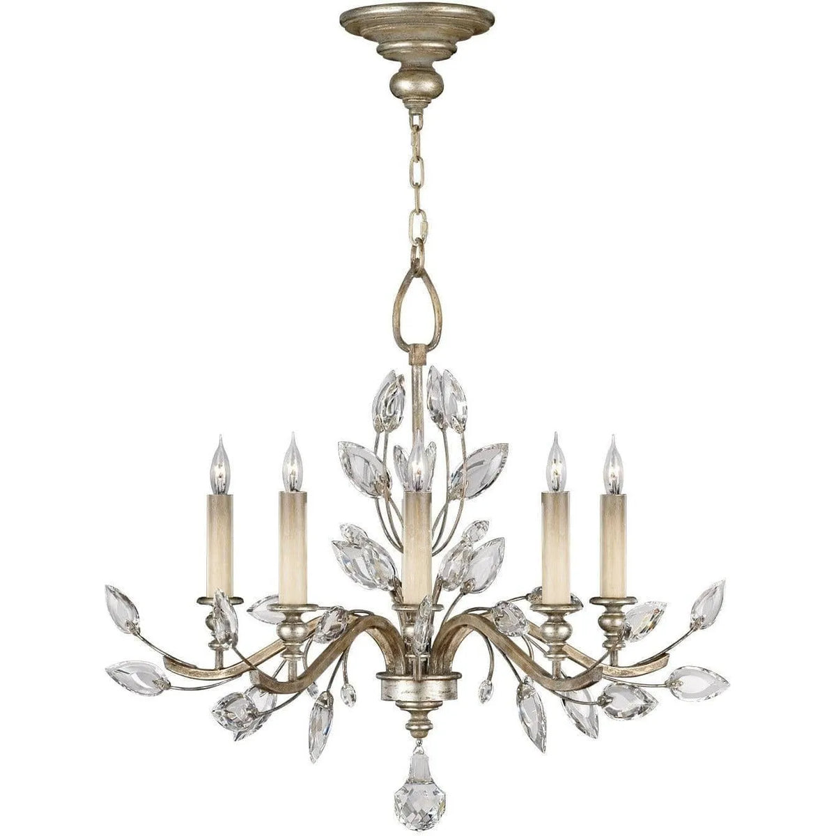 Fine Art Handcrafted Lighting - Crystal Laurel 32-Inch Five Light Chandelier - 753040ST | Montreal Lighting & Hardware