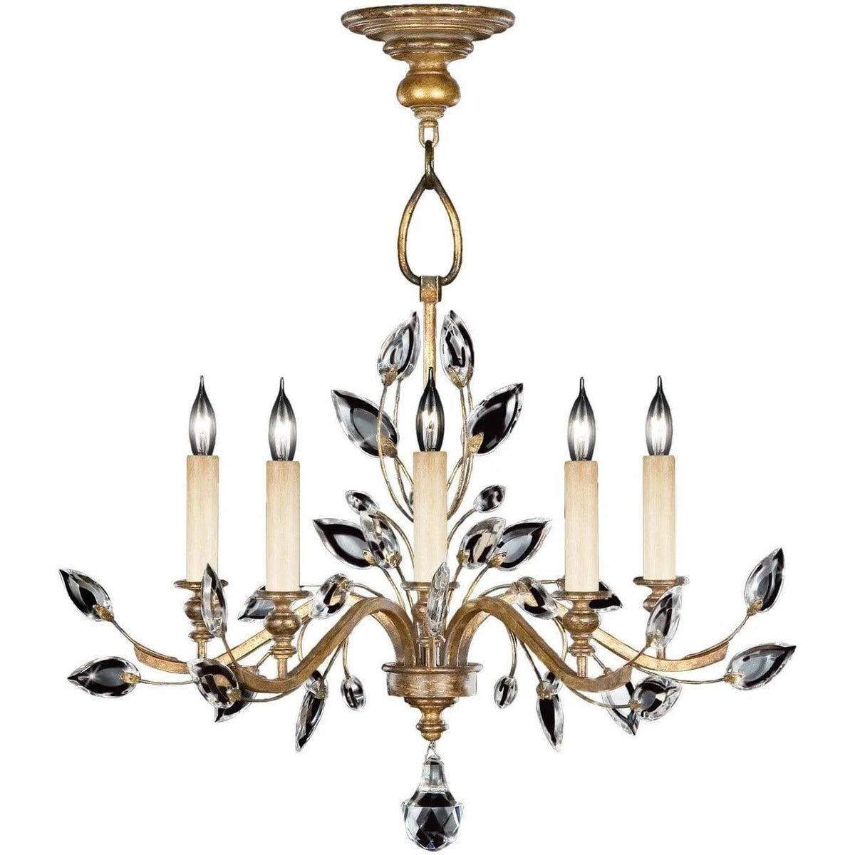 Fine Art Handcrafted Lighting - Crystal Laurel 32-Inch Five Light Chandelier - 775840ST | Montreal Lighting & Hardware