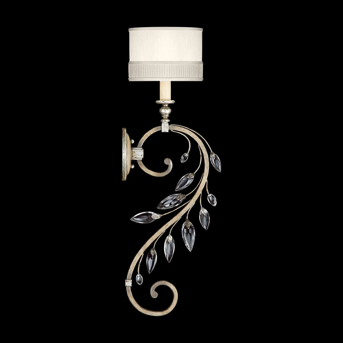 Fine Art Handcrafted Lighting - Crystal Laurel 33-Inch One Light Wall Sconce - 774650-SF33 | Montreal Lighting & Hardware