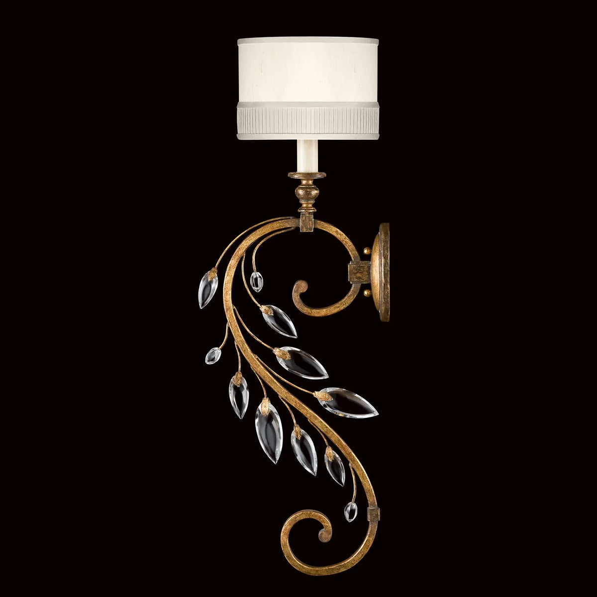 Fine Art Handcrafted Lighting - Crystal Laurel 33-Inch One Light Wall Sconce - 774650-SF33 | Montreal Lighting & Hardware