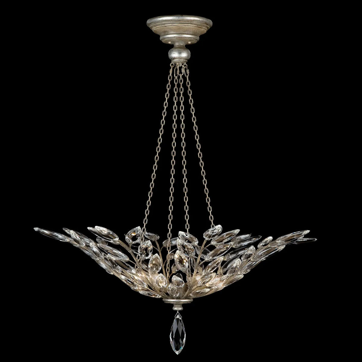 Fine Art Handcrafted Lighting - Crystal Laurel 35-Inch Four Light Pendant - 753640-SF3 | Montreal Lighting & Hardware