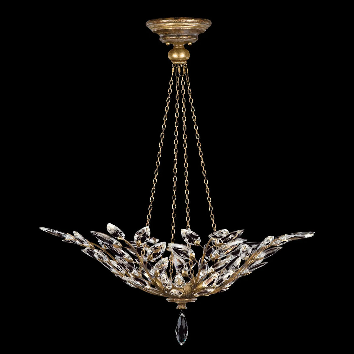 Fine Art Handcrafted Lighting - Crystal Laurel 35-Inch Four Light Pendant - 753640-SF3 | Montreal Lighting & Hardware