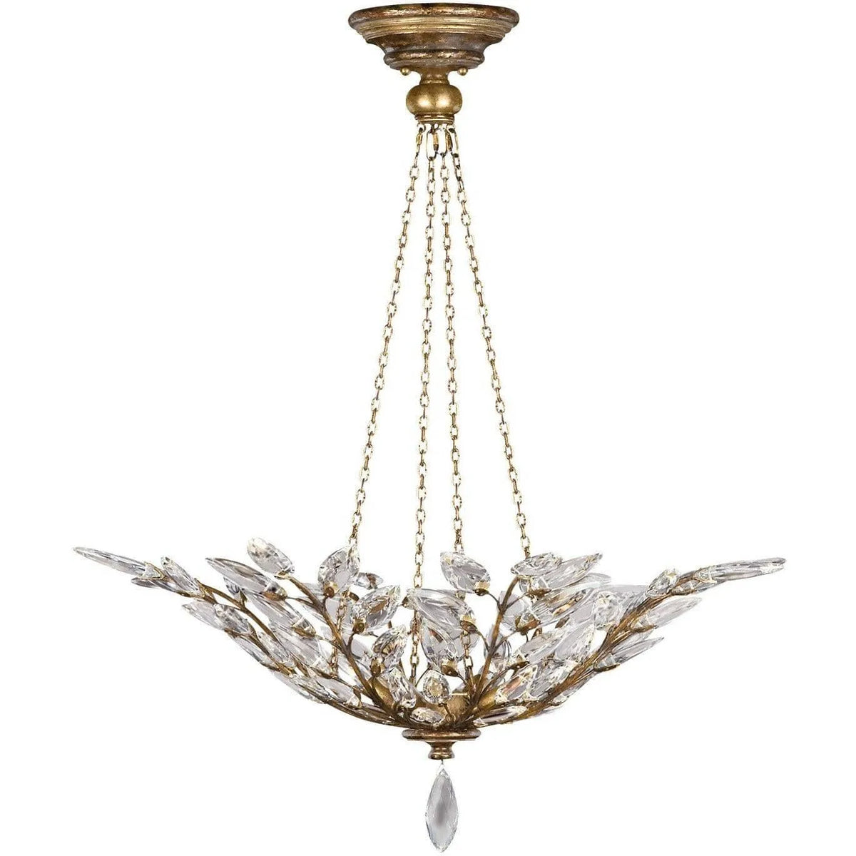 Fine Art Handcrafted Lighting - Crystal Laurel 35-Inch Four Light Pendant - 776340ST | Montreal Lighting & Hardware