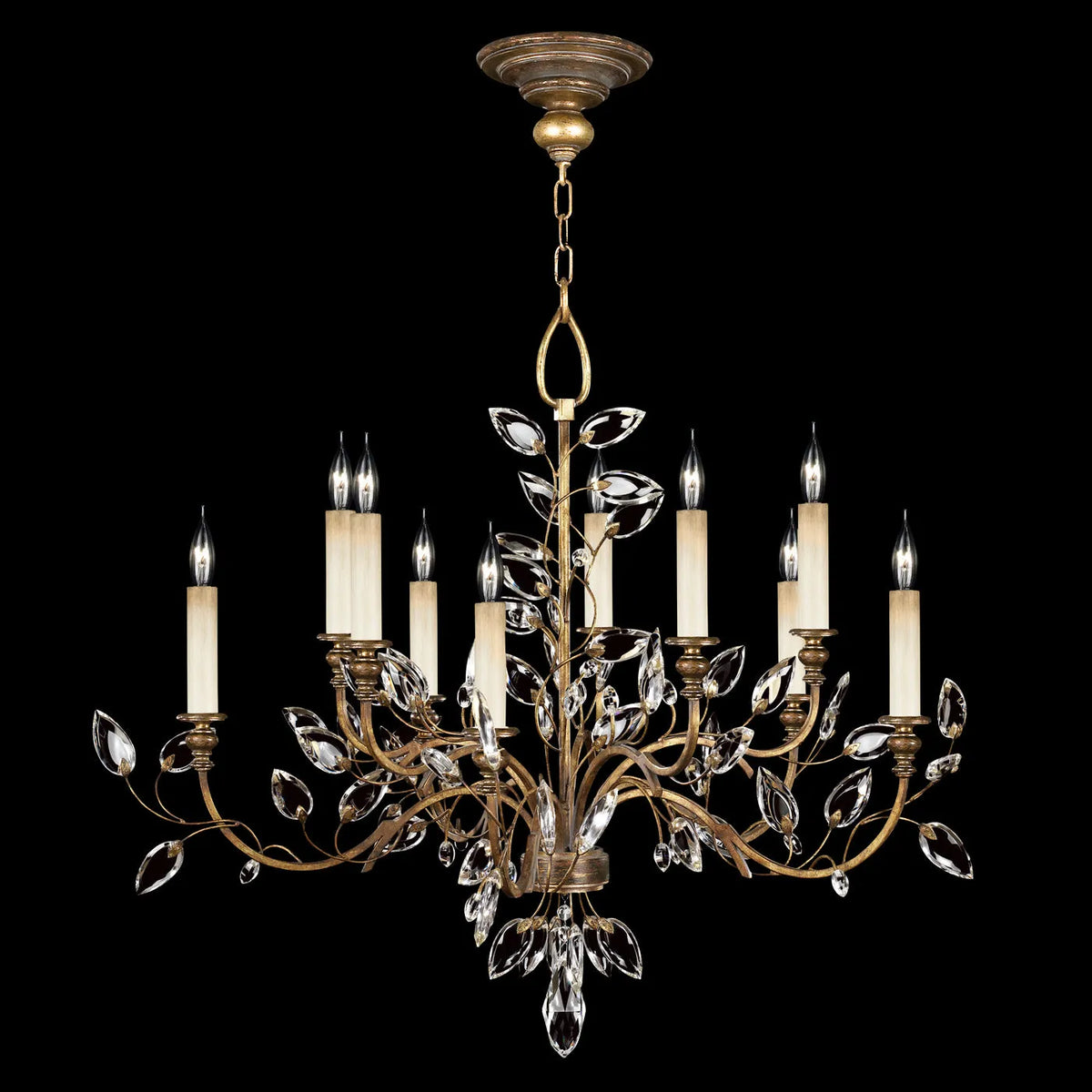 Fine Art Handcrafted Lighting - Crystal Laurel 43-Inch Ten Light Chandelier - 753140-SF3 | Montreal Lighting & Hardware