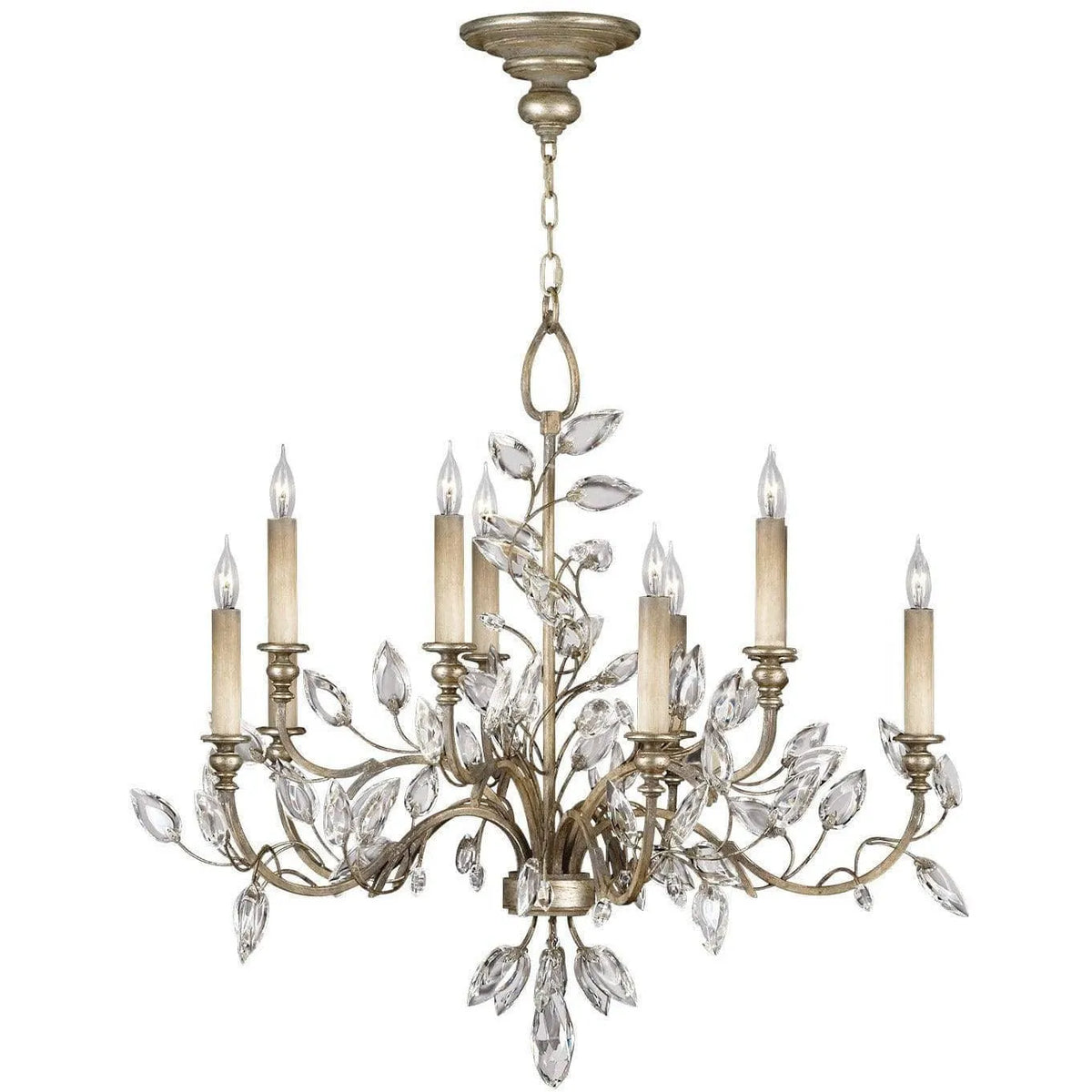 Fine Art Handcrafted Lighting - Crystal Laurel 43-Inch Ten Light Chandelier - 753140ST | Montreal Lighting & Hardware