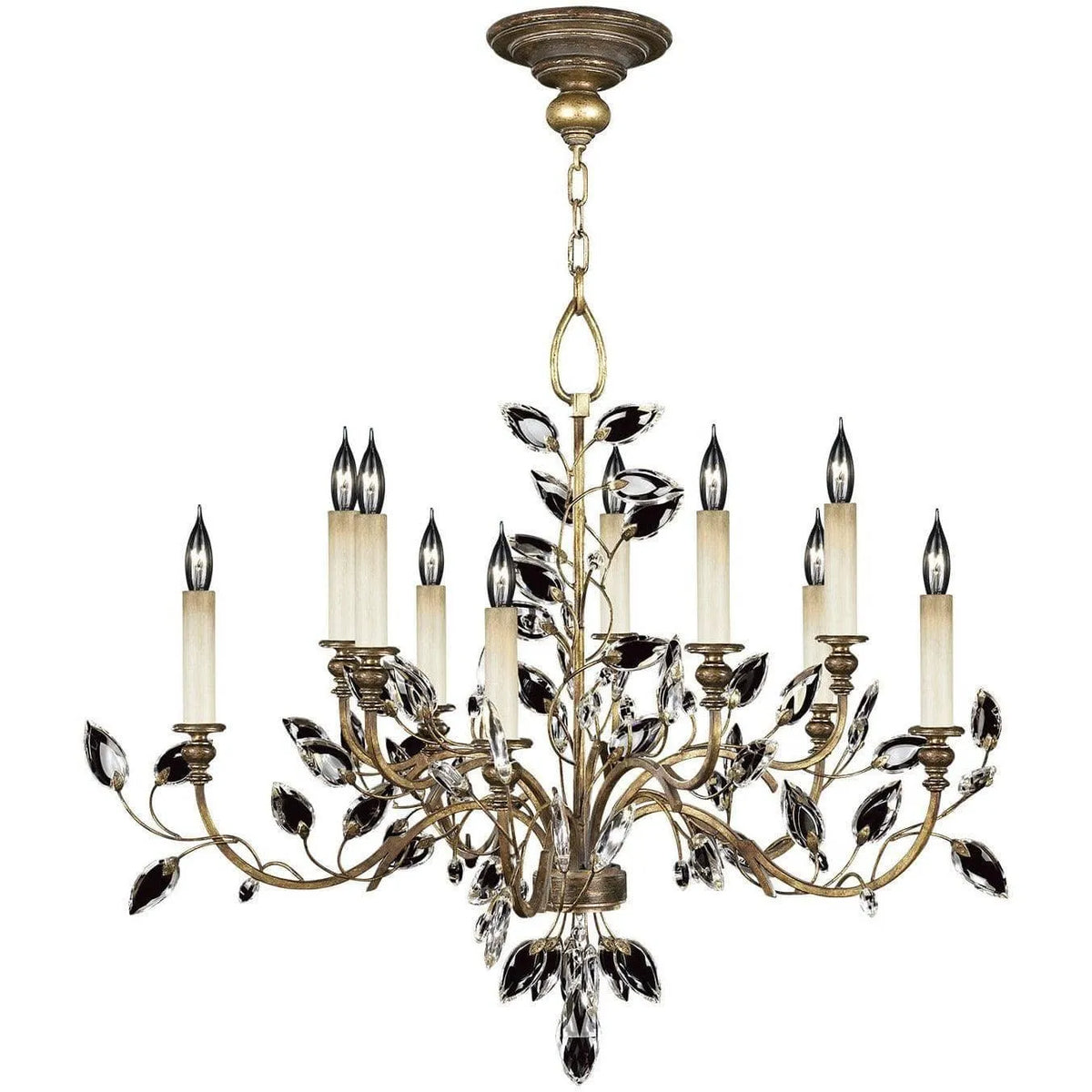 Fine Art Handcrafted Lighting - Crystal Laurel 43-Inch Ten Light Chandelier - 775940ST | Montreal Lighting & Hardware