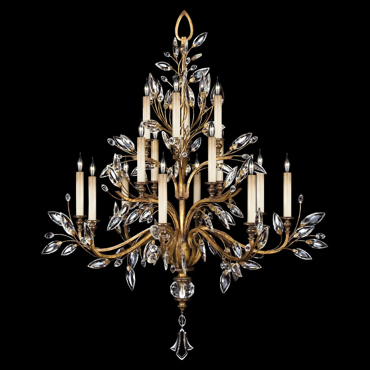 Fine Art Handcrafted Lighting - Crystal Laurel 45-Inch 16 Light Chandelier - 759440-SF3 | Montreal Lighting & Hardware