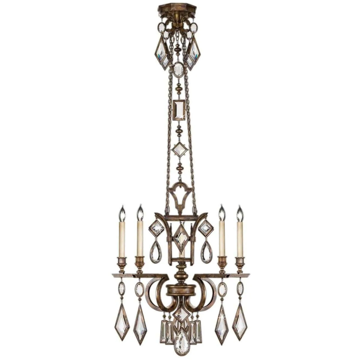 Fine Art Handcrafted Lighting - Encased Gems 27-Inch Five Light Chandelier - 708340-3ST | Montreal Lighting & Hardware