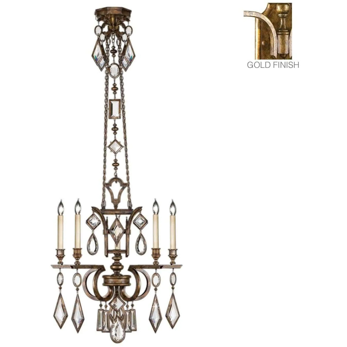 Fine Art Handcrafted Lighting - Encased Gems 27-Inch Five Light Chandelier - 719440-3ST | Montreal Lighting & Hardware