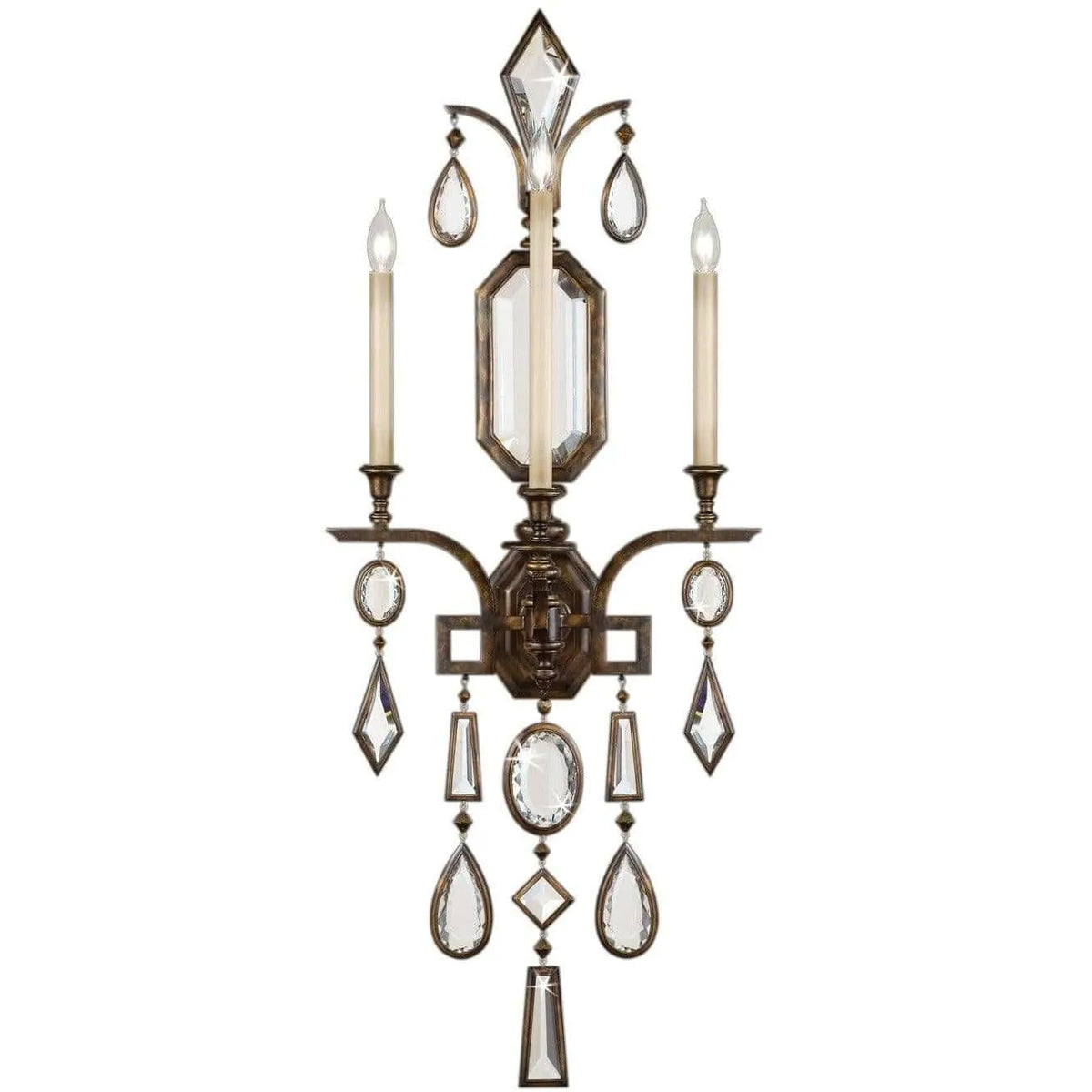 Fine Art Handcrafted Lighting - Encased Gems 49-Inch Three Light Wall Sconce - 710450-3ST | Montreal Lighting & Hardware