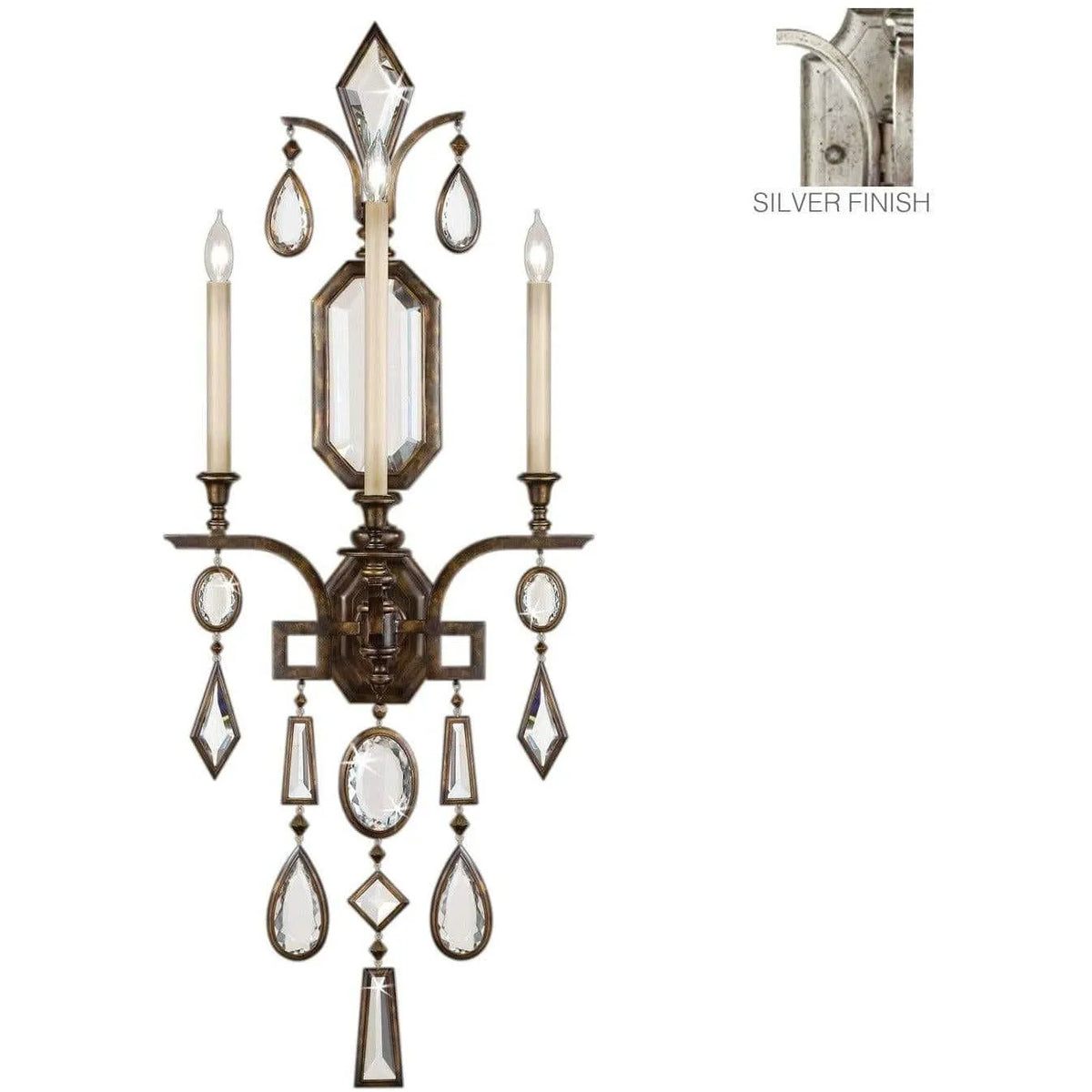 Fine Art Handcrafted Lighting - Encased Gems 49-Inch Three Light Wall Sconce - 726950-3ST | Montreal Lighting & Hardware