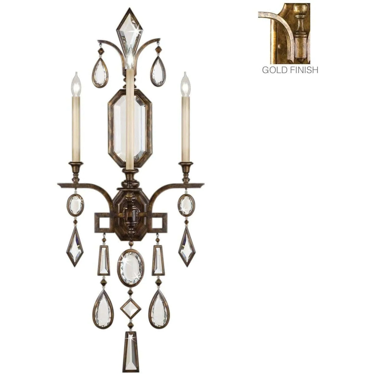 Fine Art Handcrafted Lighting - Encased Gems 49-Inch Three Light Wall Sconce - 727050-3ST | Montreal Lighting & Hardware