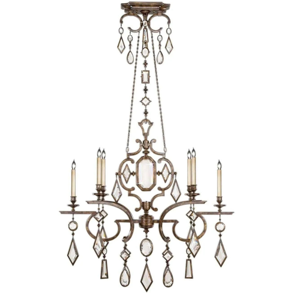 Fine Art Handcrafted Lighting - Encased Gems 50-Inch Six Light Chandelier - 708940-3ST | Montreal Lighting & Hardware