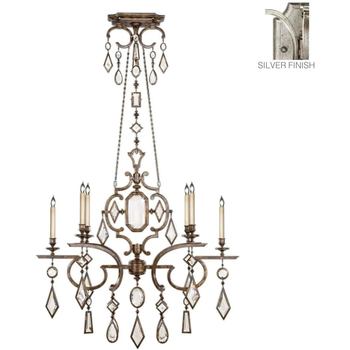 Fine Art Handcrafted Lighting - Encased Gems 50-Inch Six Light Chandelier - 725940-3ST | Montreal Lighting & Hardware