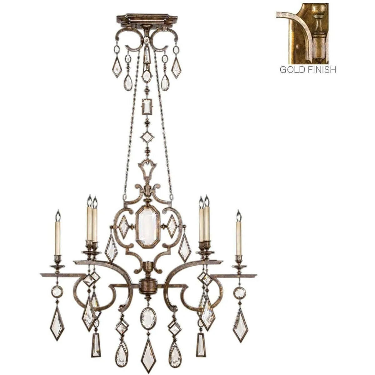 Fine Art Handcrafted Lighting - Encased Gems 50-Inch Six Light Chandelier - 726040-3ST | Montreal Lighting & Hardware