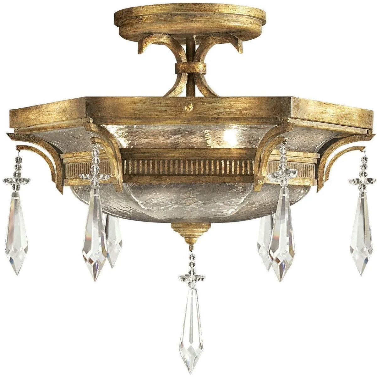 Fine Art Handcrafted Lighting - Monte Carlo 21-Inch Three Light Semi-Flush Mount - 569840ST | Montreal Lighting & Hardware