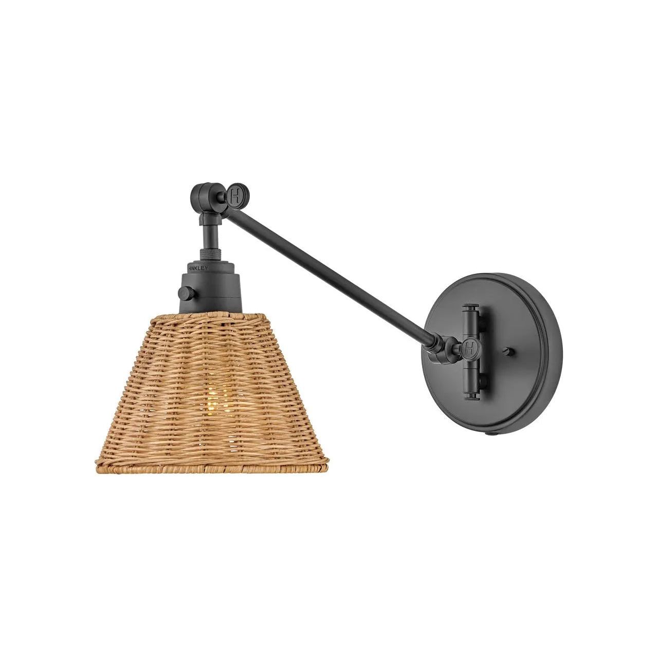 Hinkley Lighting - Arti 11-Inch Swing Arm Wall Light - 3690BK-NAT | Montreal Lighting & Hardware