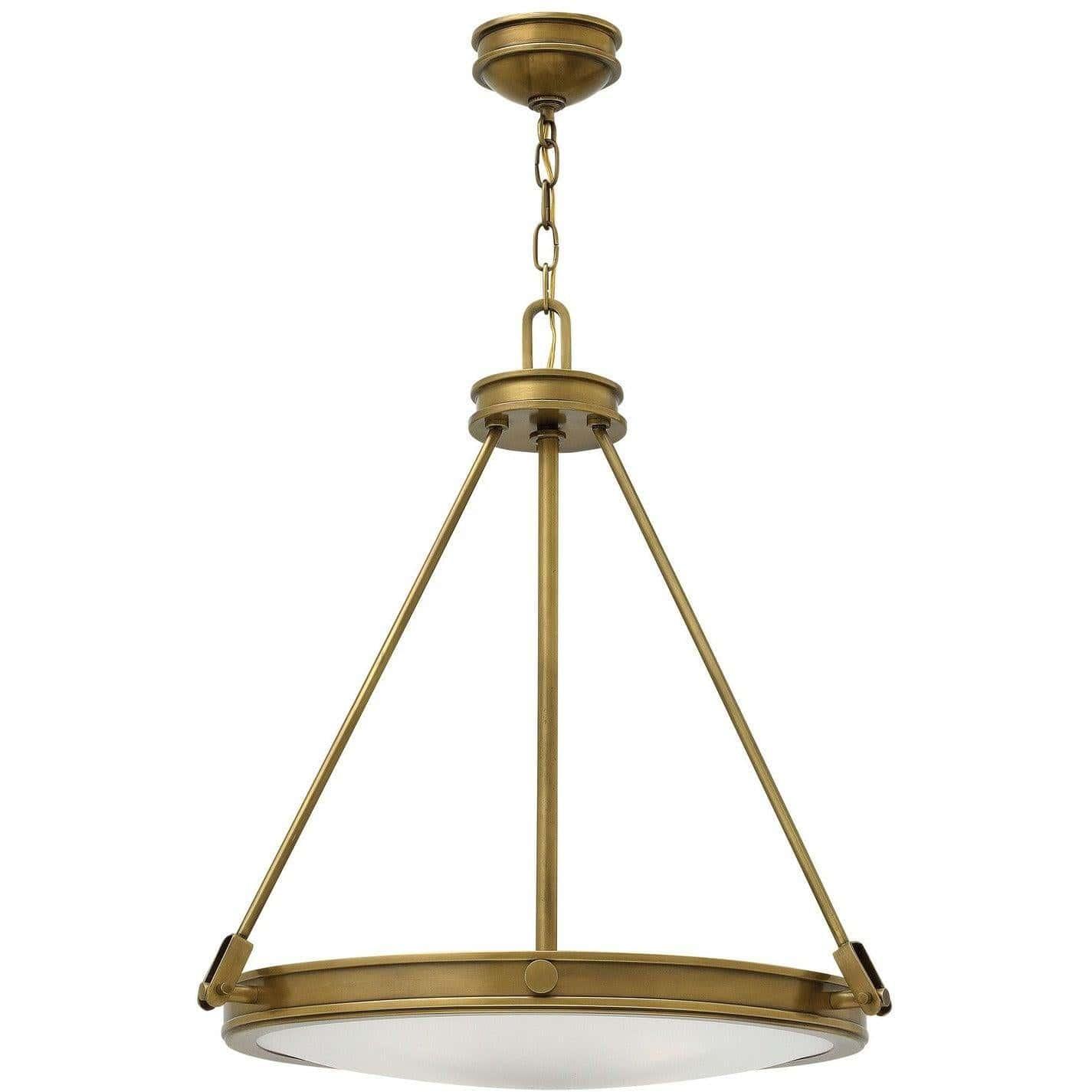 TOB5042HABWHT by Visual Comfort - Henry Industrial Hanging Light in Hand-Rubbed  Antique Brass with White Shade
