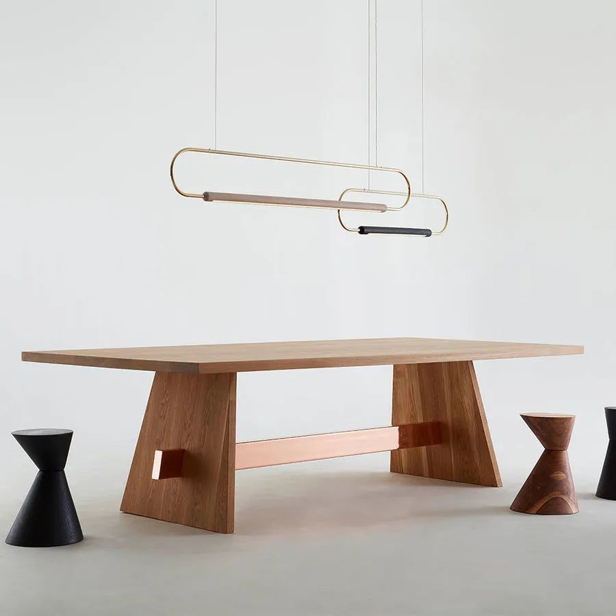 Hollis+Morris - Isthmus Dining Table - ISTH-LG-OAK-BLK-BLACK | Montreal Lighting & Hardware