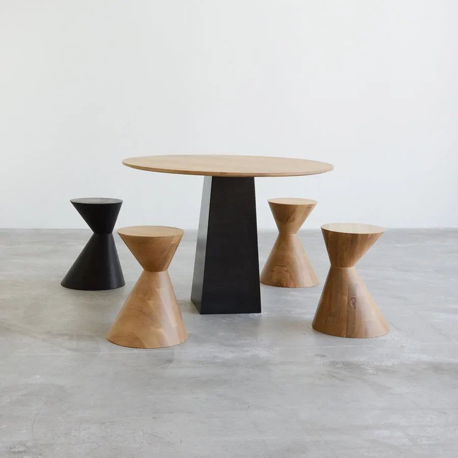 Hollis+Morris - Oldtown Stool - OLDT-OAK-BLK | Montreal Lighting & Hardware