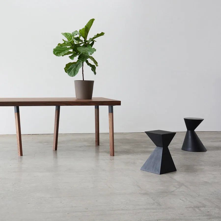 Hollis+Morris - Squaretown Stool - SQUR-OAK-BLK | Montreal Lighting & Hardware