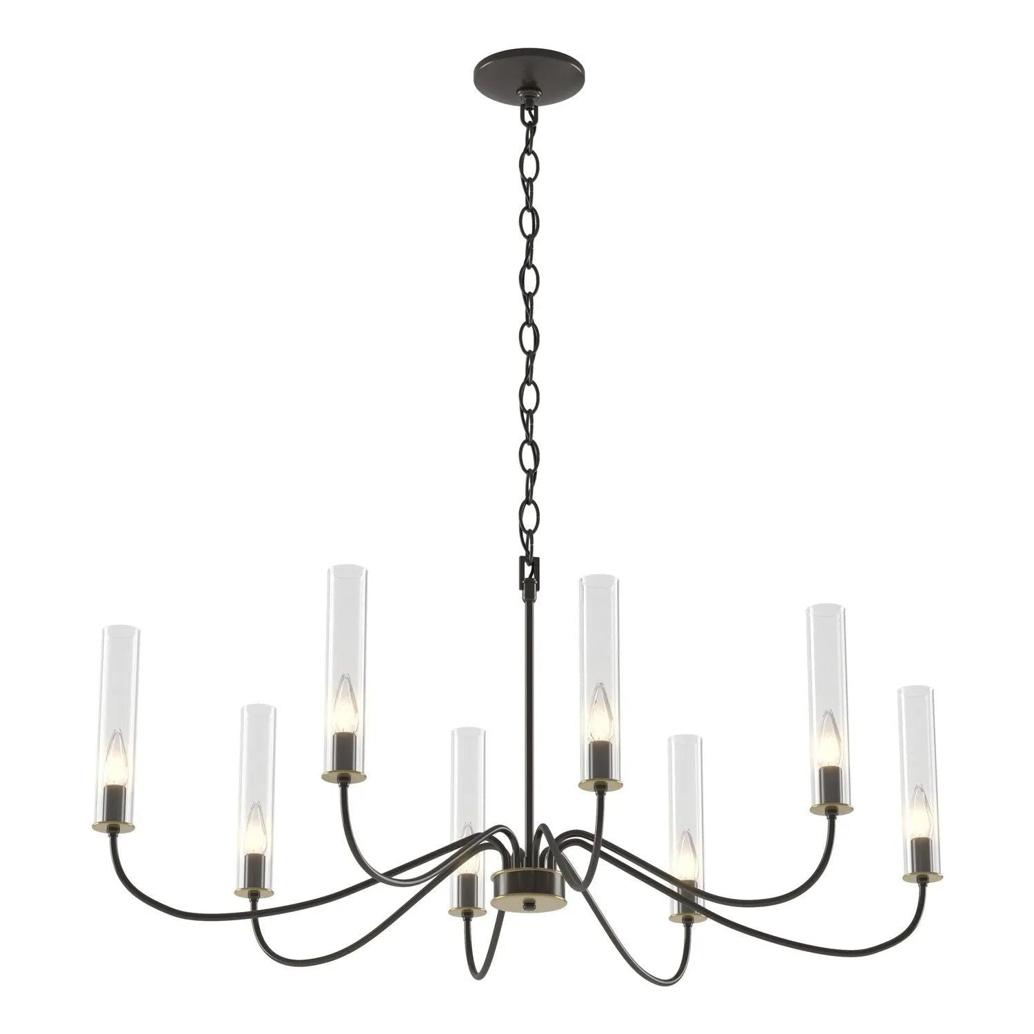 Hubbardton Forge - Grace 23-Inch Eight Light Chandelier - 105050-SKT-14-BR-ZM0611 | Montreal Lighting & Hardware