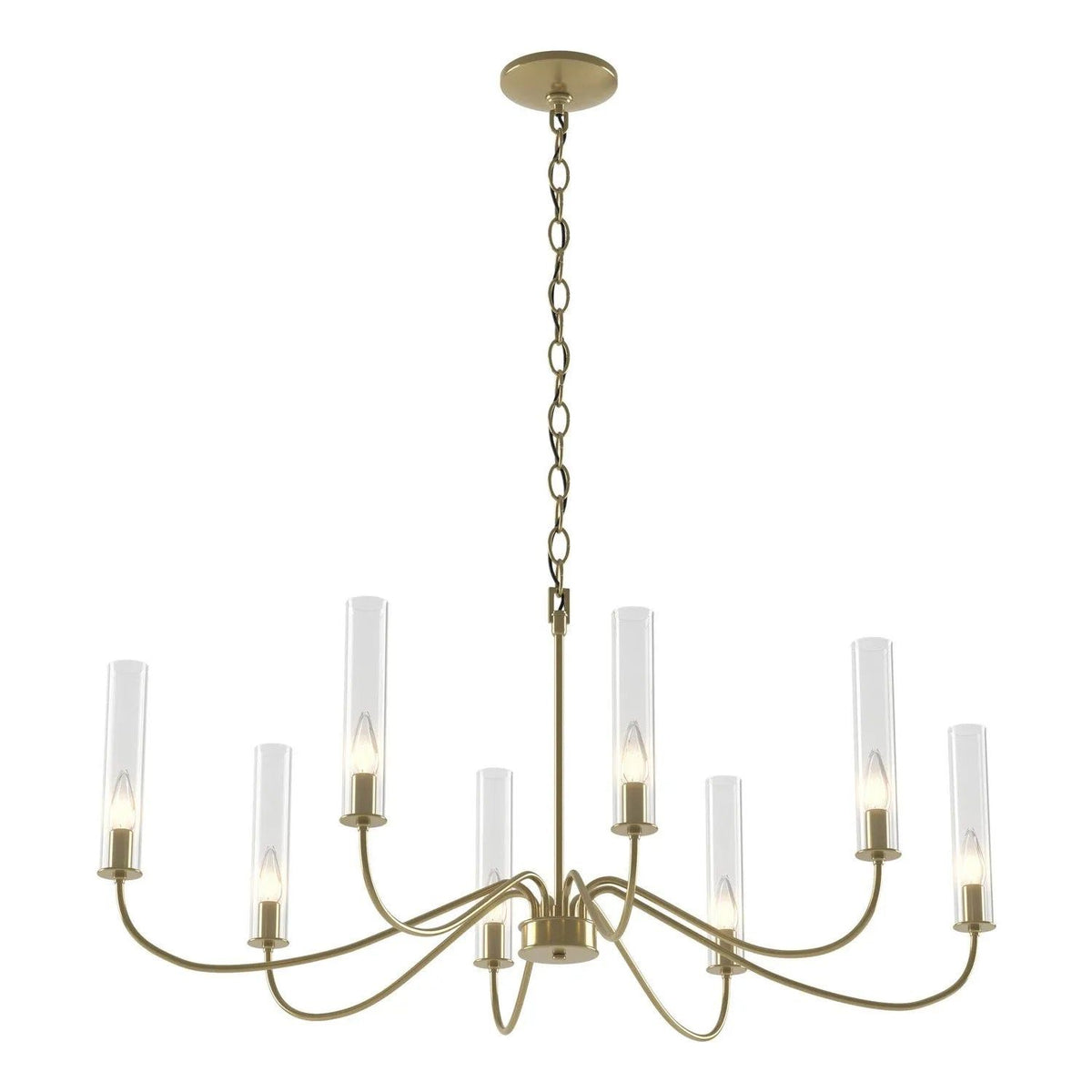 Hubbardton Forge - Grace 23-Inch Eight Light Chandelier - 105050-SKT-86-BR-ZM0611 | Montreal Lighting & Hardware