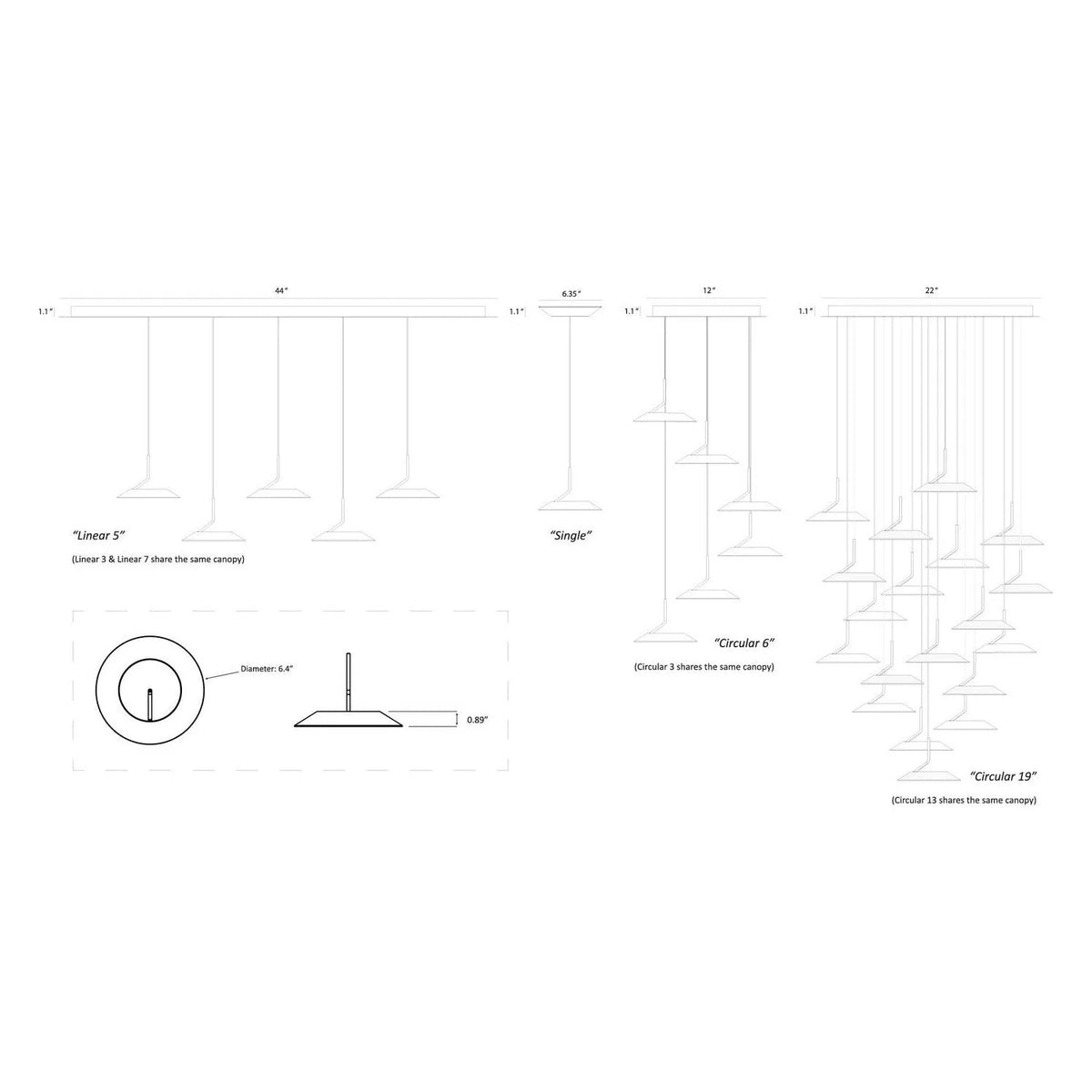 Koncept - Royyo LED 13-Light Pendant - RYP-C13-SW-CRM | Montreal Lighting & Hardware