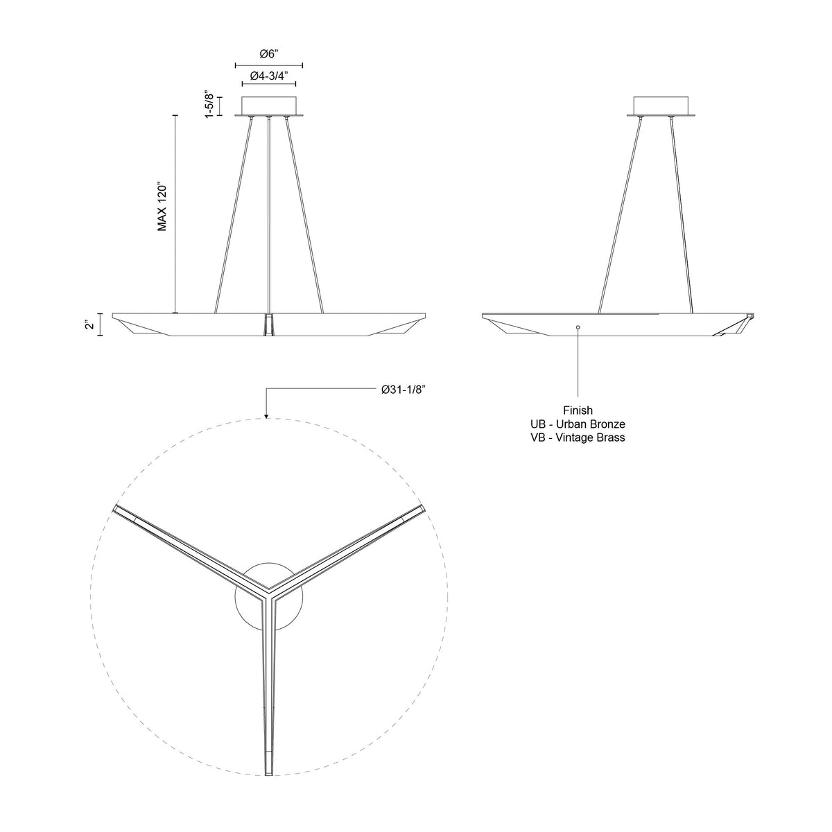 Kuzco Lighting - Tachi LED Pendant - PD64231-UB-UNV-010 | Montreal Lighting & Hardware