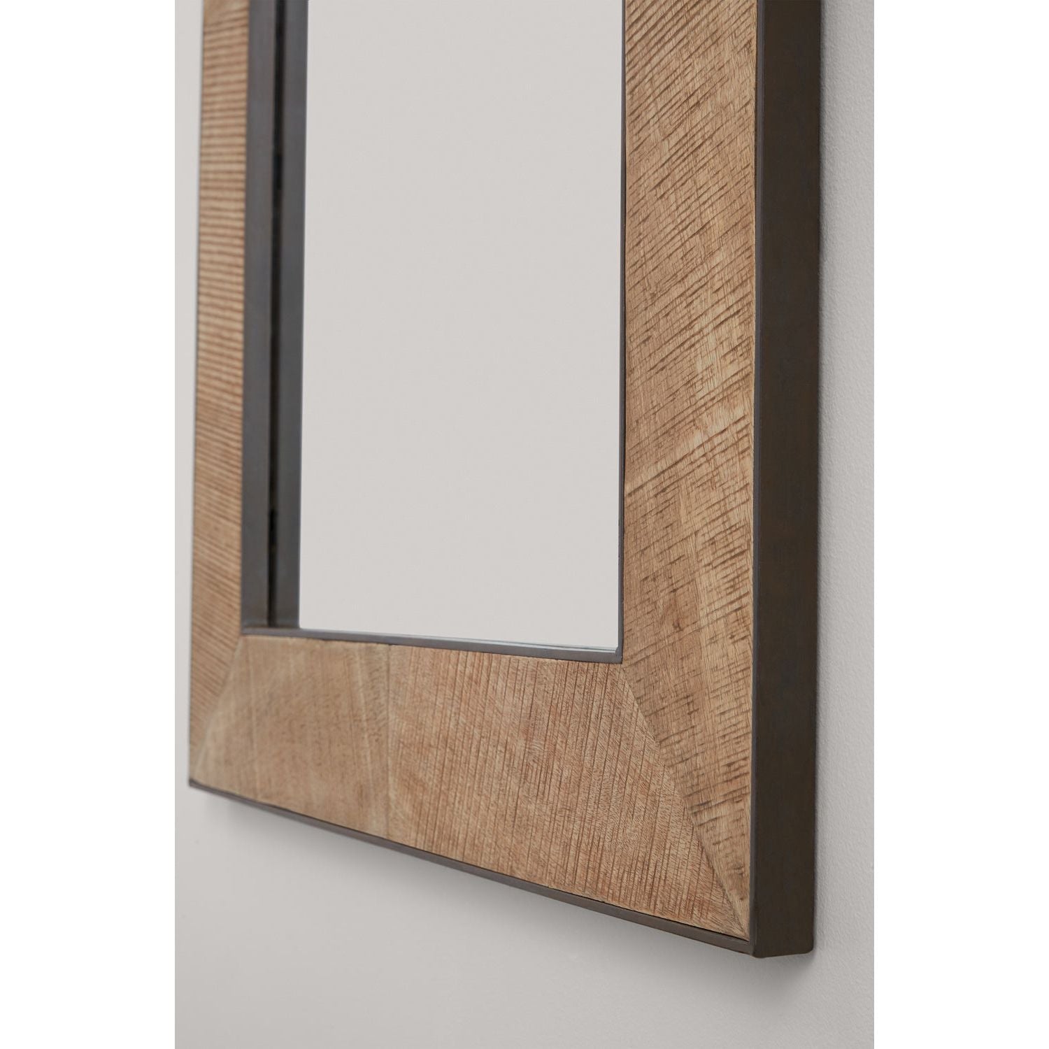 32"W x 46"H Rectangle Sawn Wood Mirror