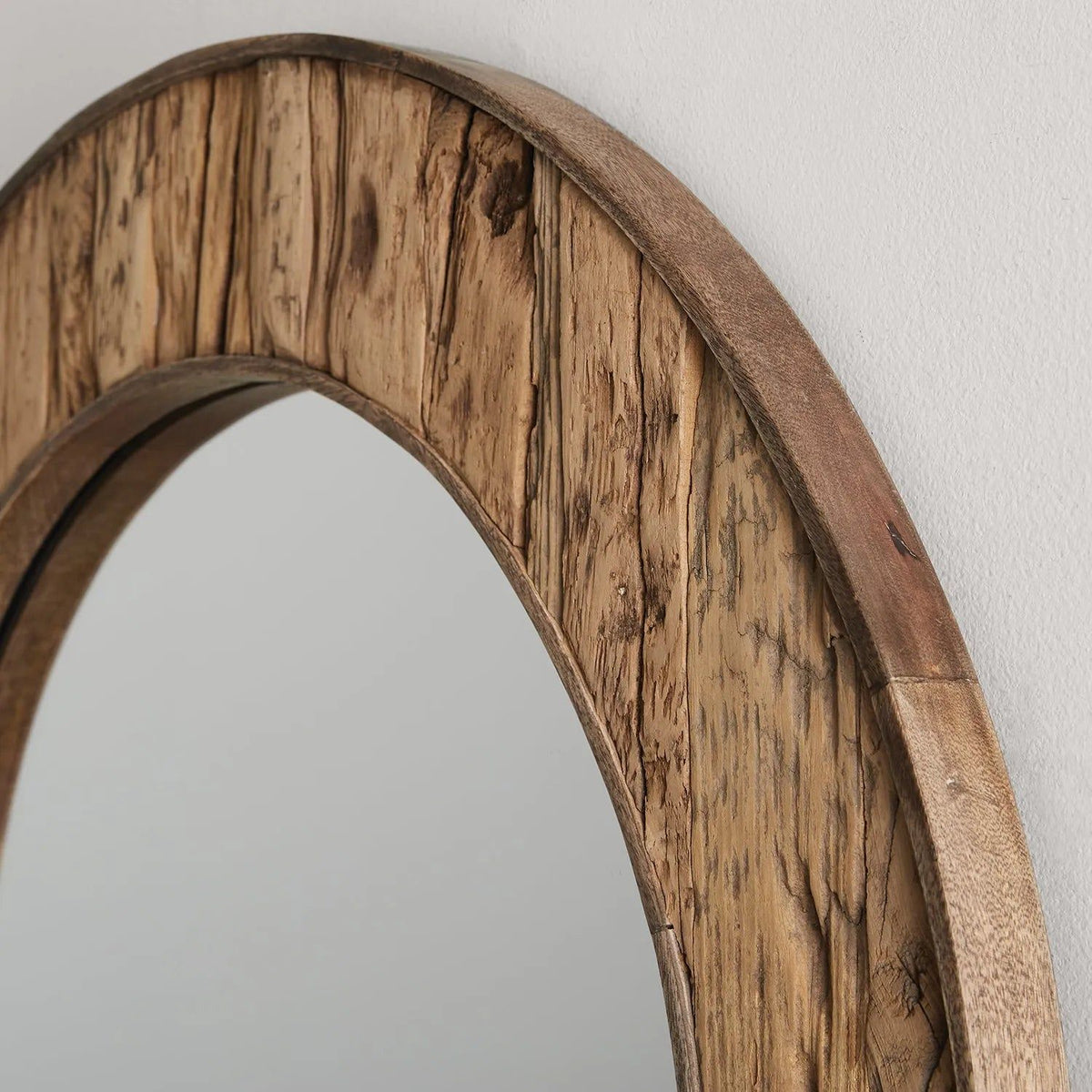 33" Round Reclaimed Railroad Ties Mirror