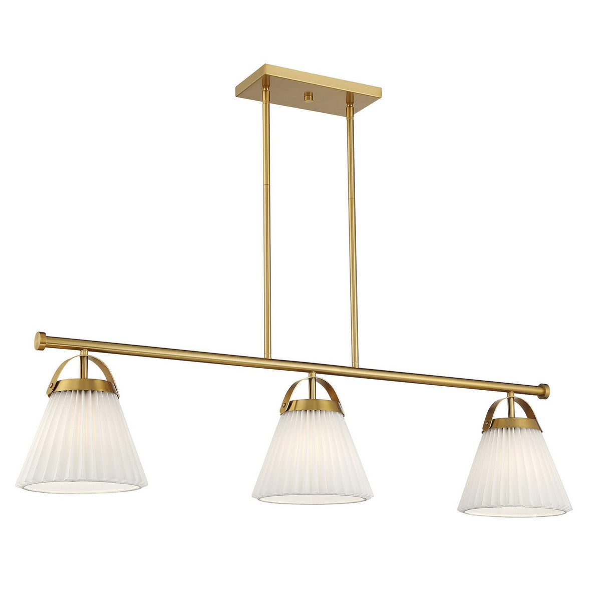 Meridian - M100125NB - Three Light Linear Chandelier - Natural Brass