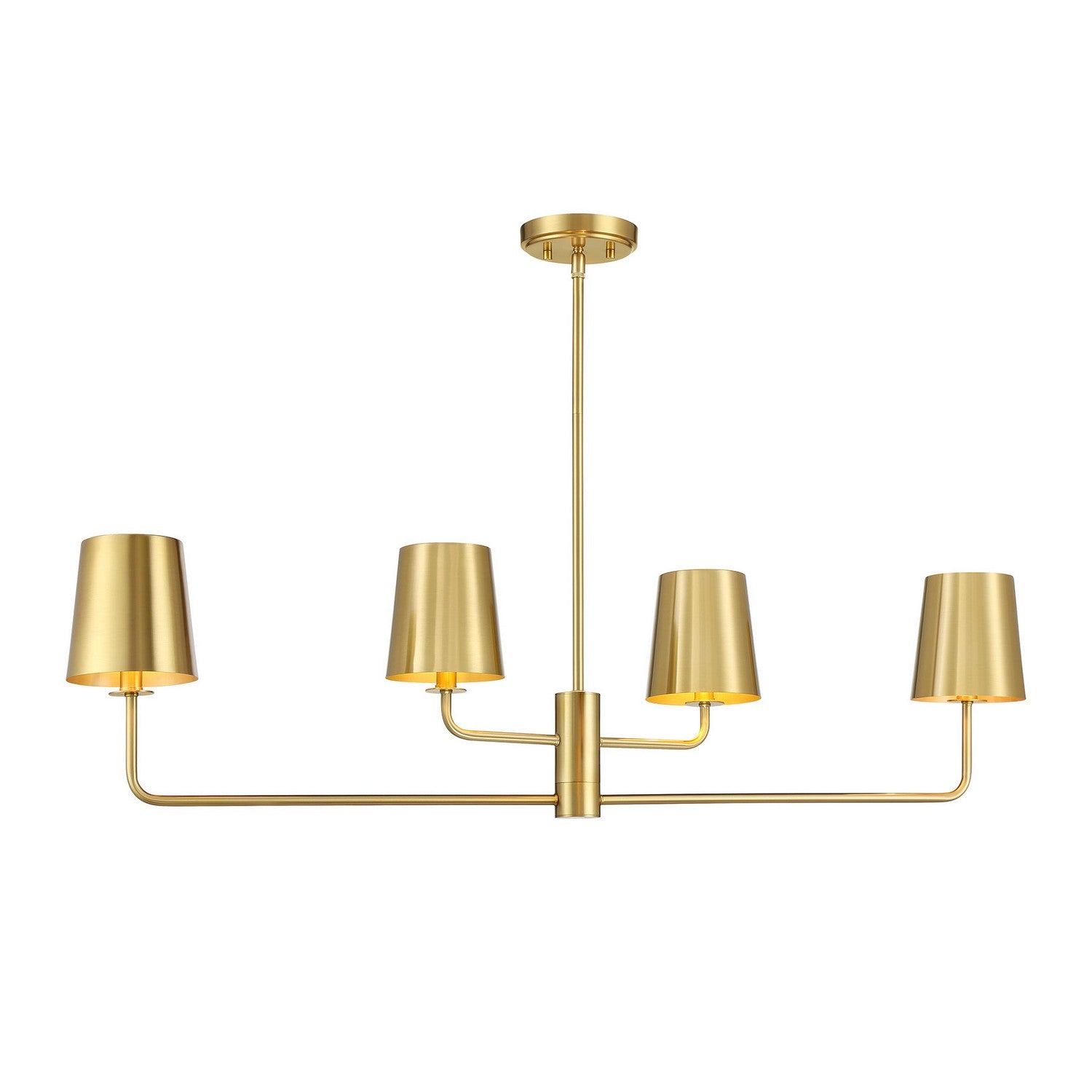 Meridian - M100127NB - Four Light Linear Chandelier - Natural Brass