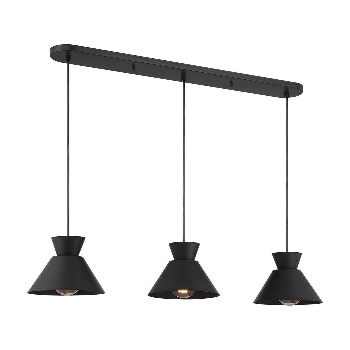 Meridian - M100134MBK - Three Light Linear Chandelier - Matte Black