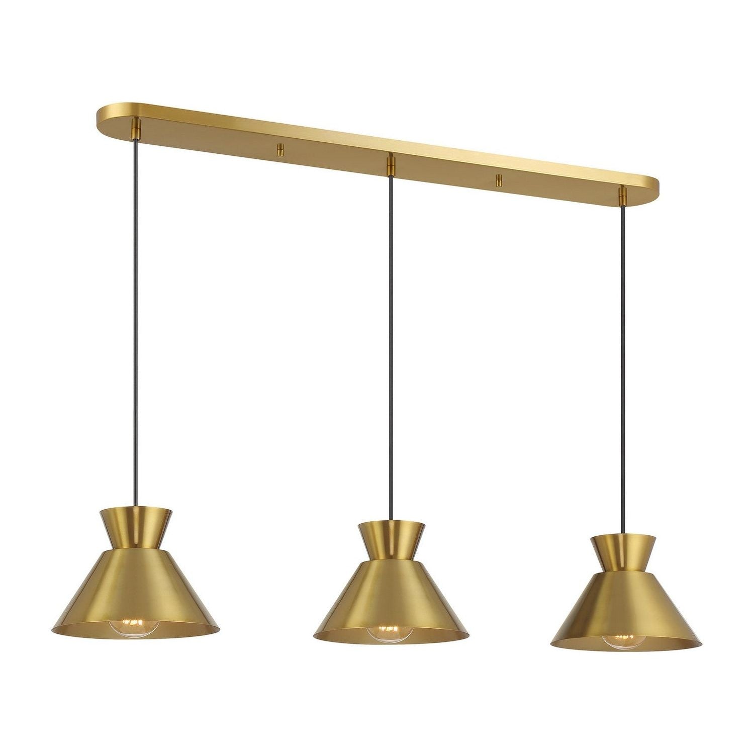 Meridian - M100134NB - Three Light Linear Chandelier - Natural Brass